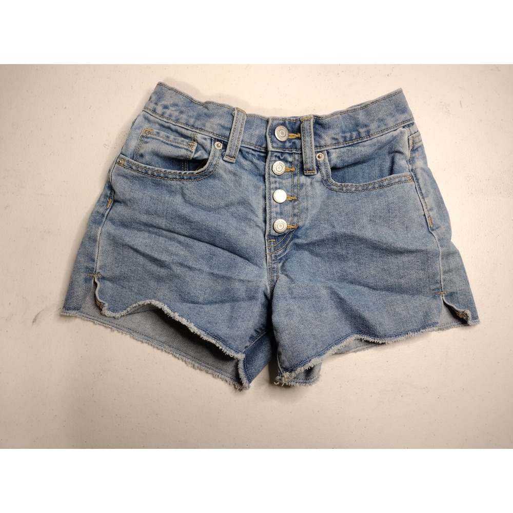 Old Navy Girls Size 8 High Rise Adjustable Waist Button Fly Denim Shorts Blue